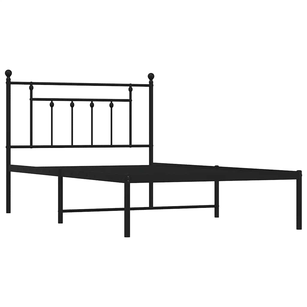 Metalni okvir za krevet s uzglavljem crni 100x200 cm