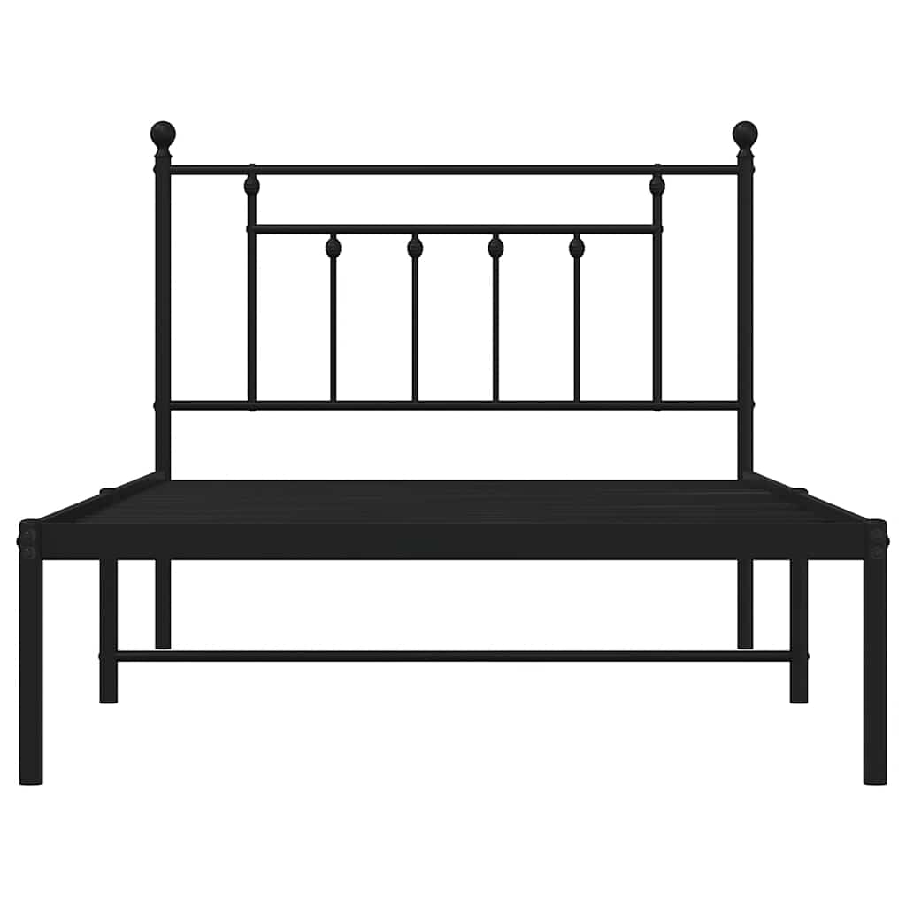 Metalni okvir za krevet s uzglavljem crni 100x200 cm