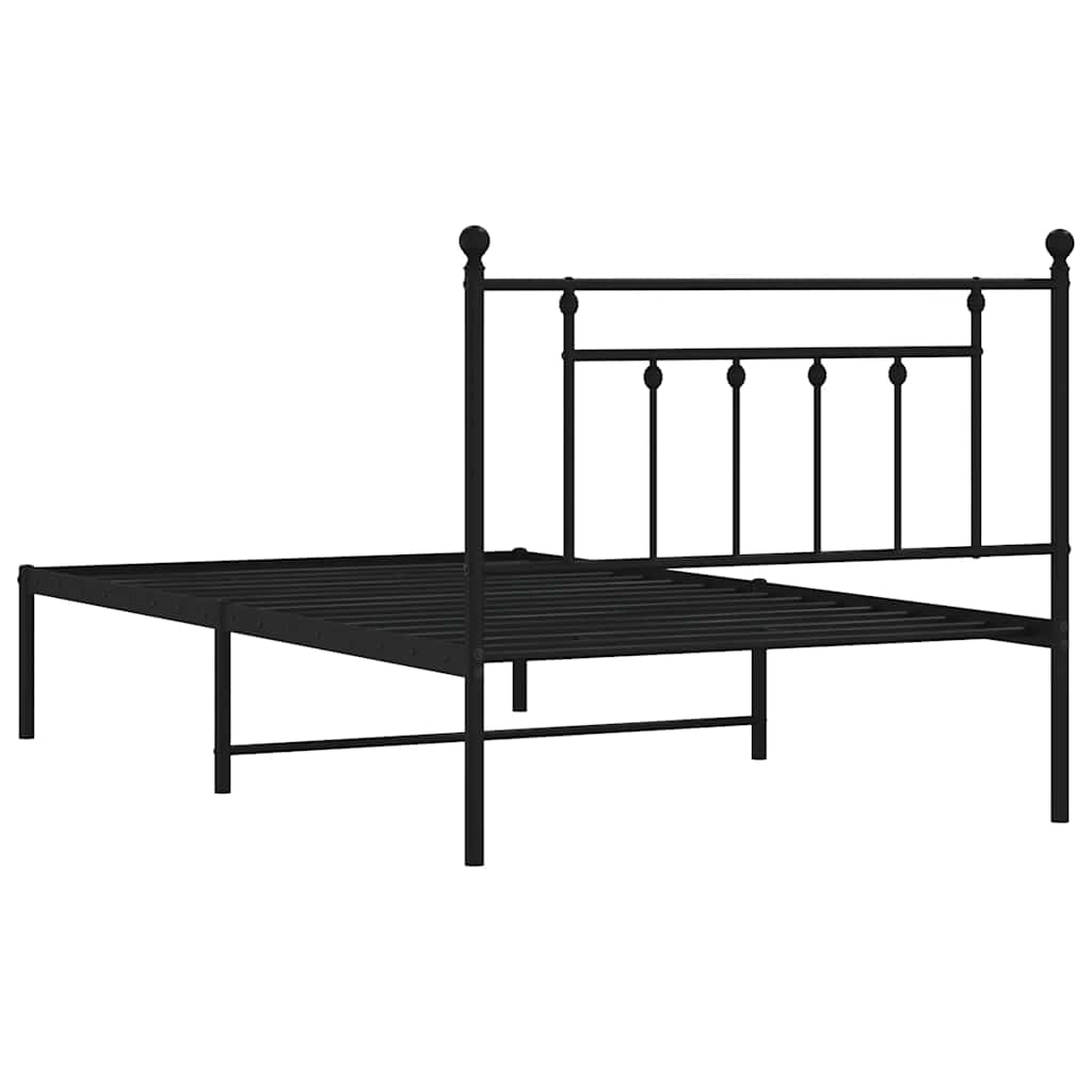 Metalni okvir za krevet s uzglavljem crni 100x200 cm