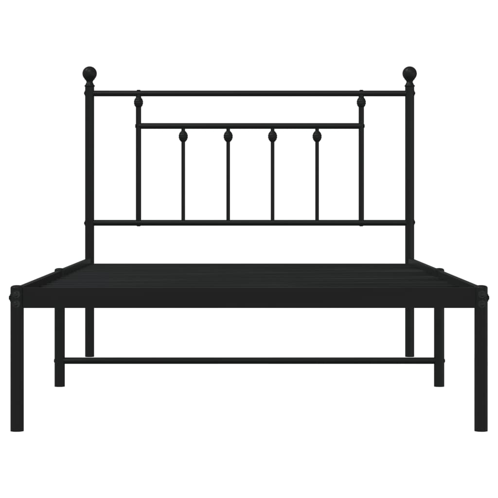 Metalni okvir za krevet s uzglavljem crni 107x203 cm