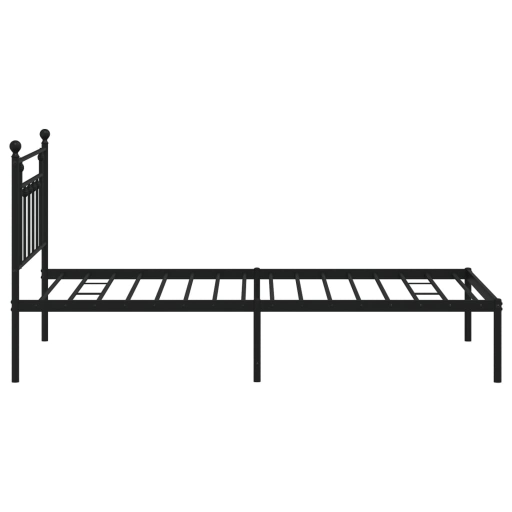 Metalni okvir za krevet s uzglavljem crni 107x203 cm