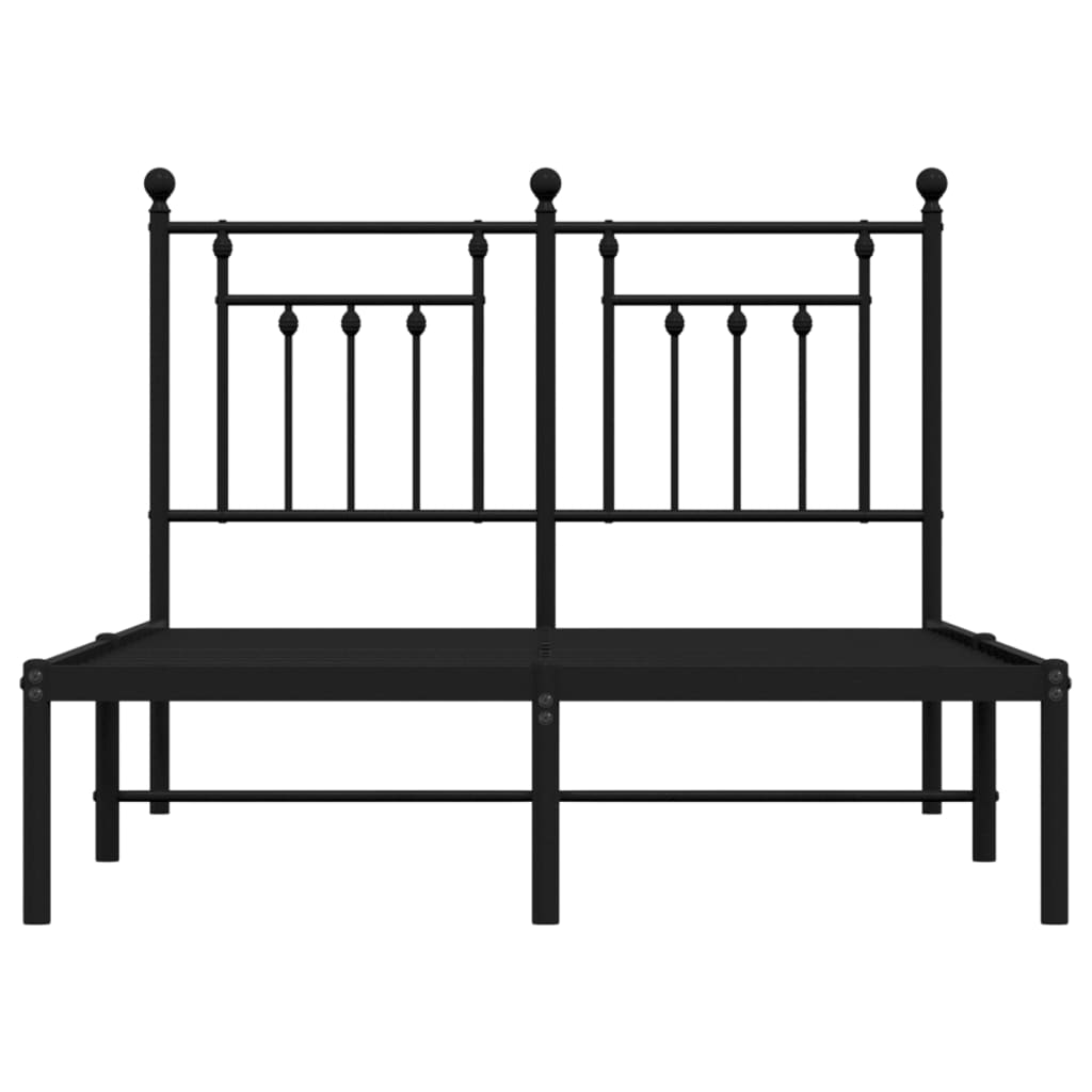 Metalni okvir za krevet s uzglavljem crni 120x190 cm