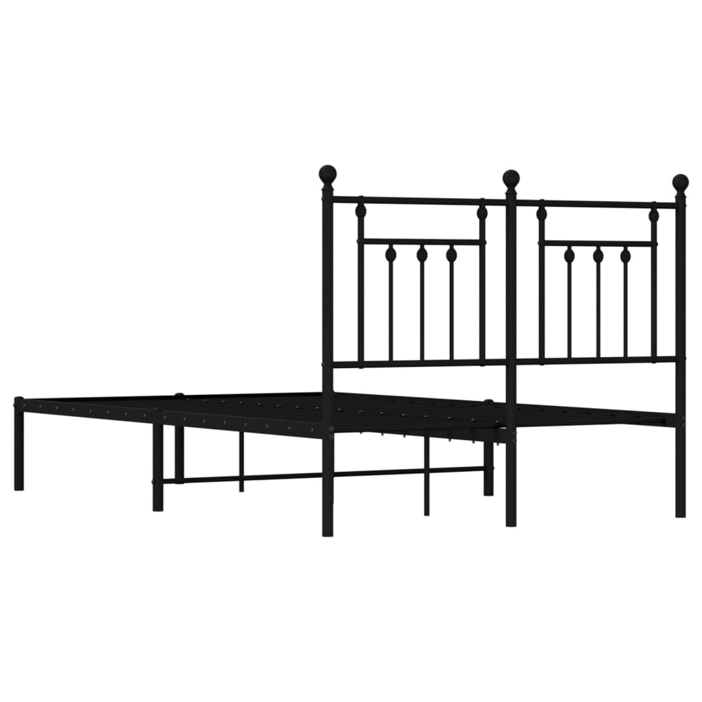 Metalni okvir za krevet s uzglavljem crni 120x190 cm