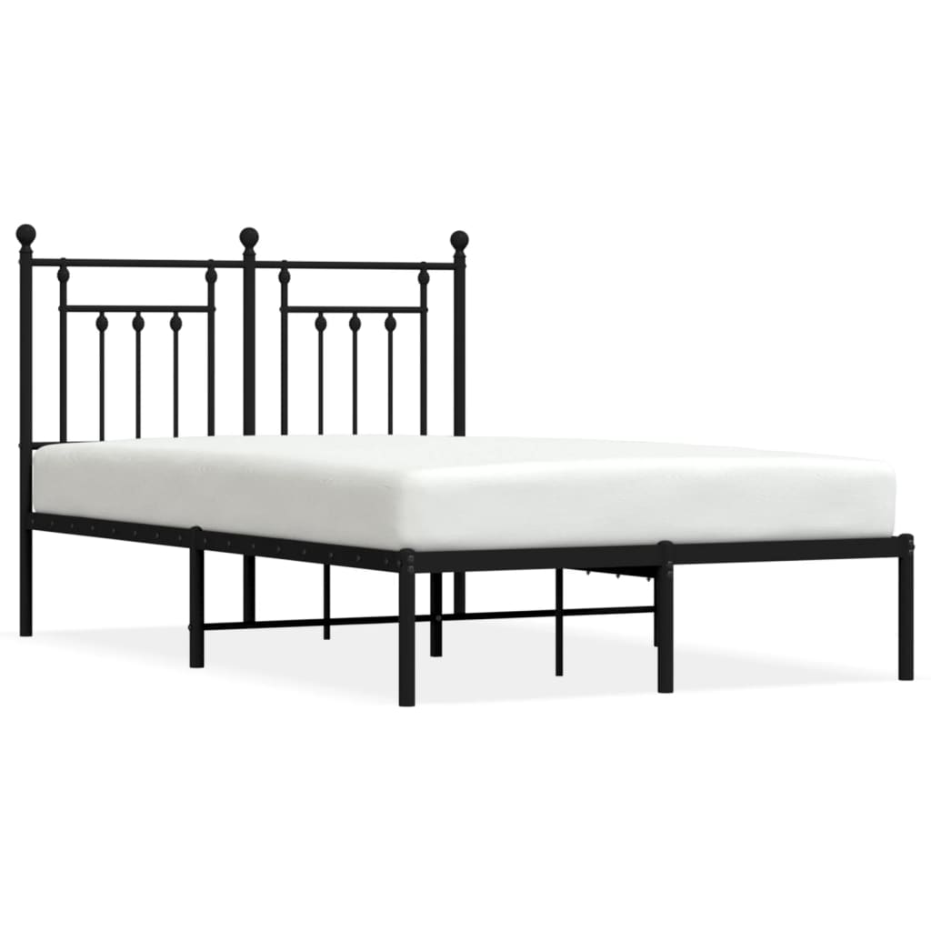 Metalni okvir za krevet s uzglavljem crni 120x200 cm