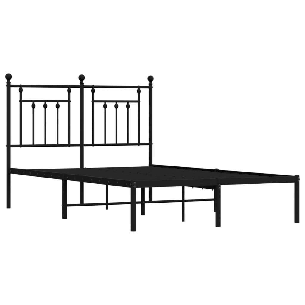 Metalni okvir za krevet s uzglavljem crni 120x200 cm