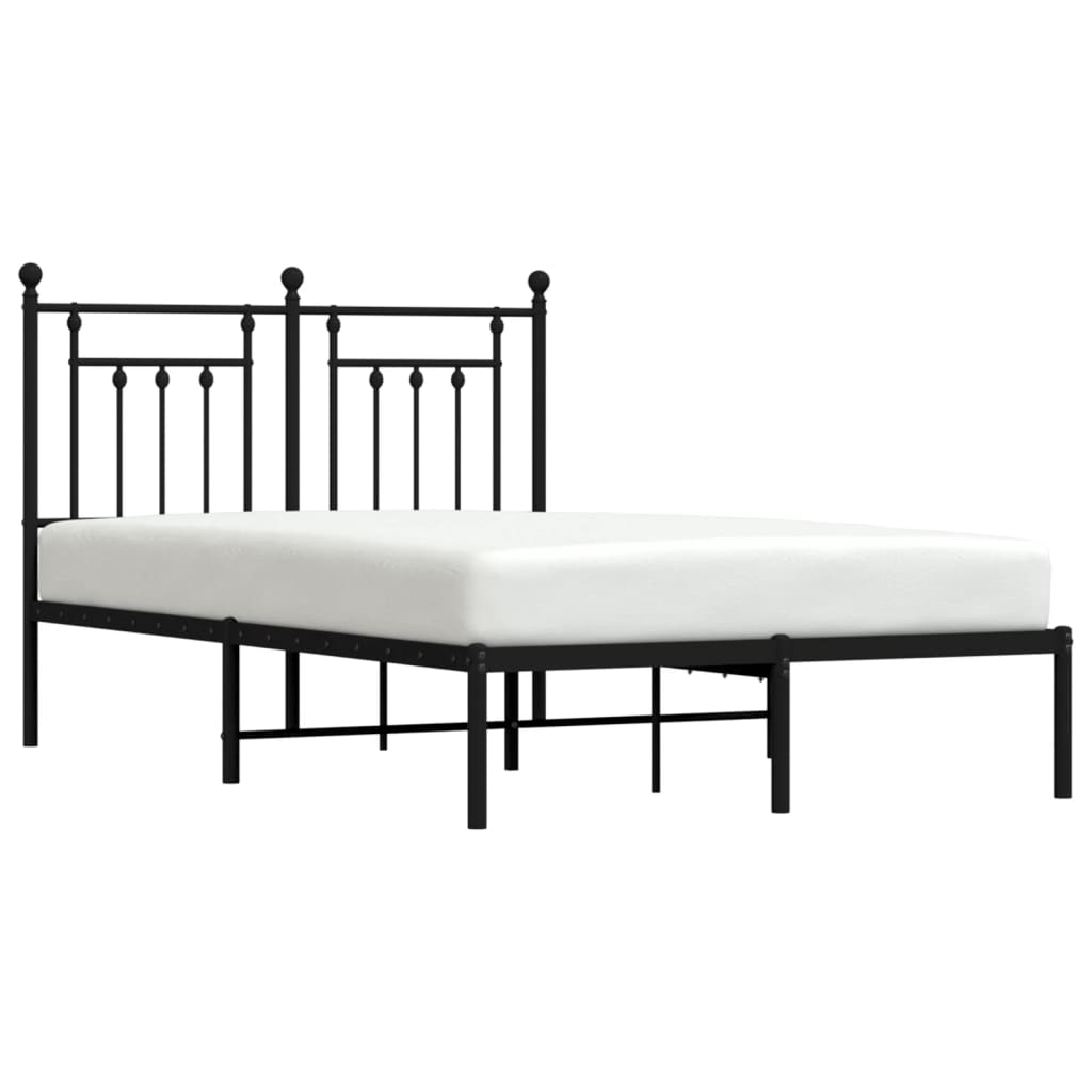 Metalni okvir za krevet s uzglavljem crni 120x200 cm