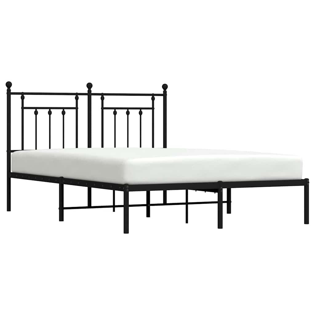 Metalni okvir za krevet s uzglavljem crni 140x190 cm