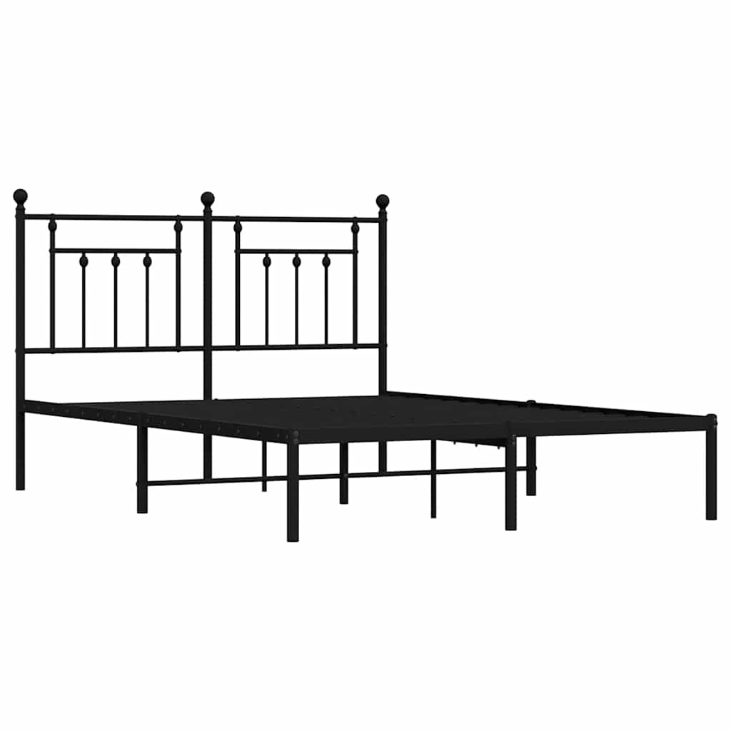 Metalni okvir za krevet s uzglavljem crni 140x200 cm