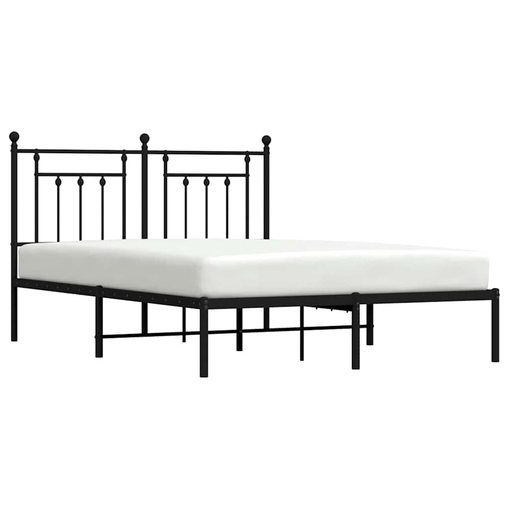 Metalni okvir za krevet s uzglavljem crni 140x200 cm