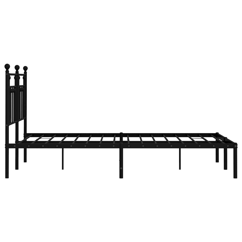 Metalni okvir za krevet s uzglavljem crni 150x200 cm