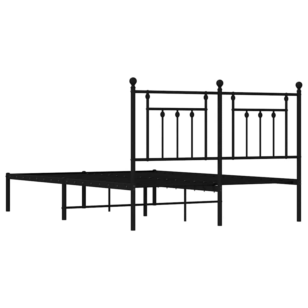 Metalni okvir za krevet s uzglavljem crni 150x200 cm