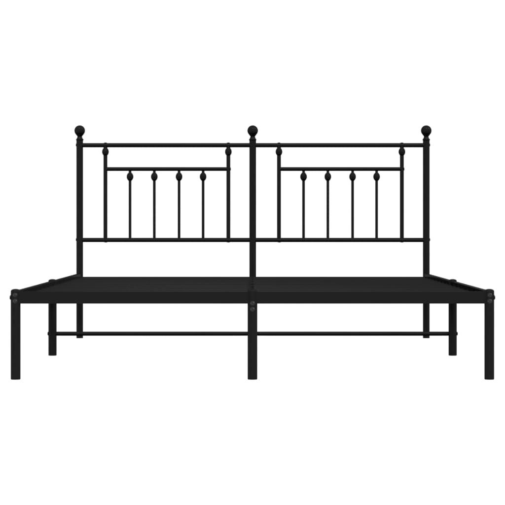 Metalni okvir za krevet s uzglavljem crni 160x200 cm