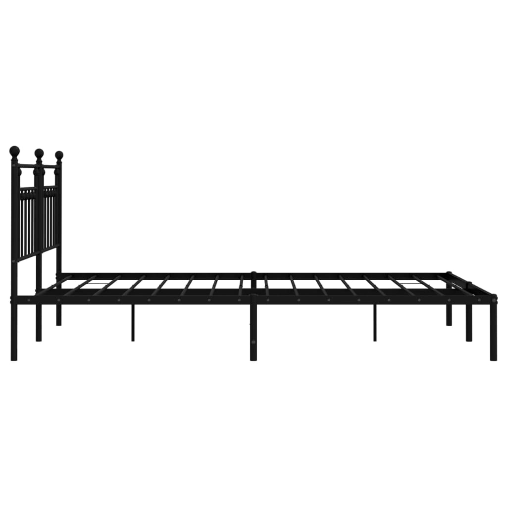 Metalni okvir za krevet s uzglavljem crni 160x200 cm