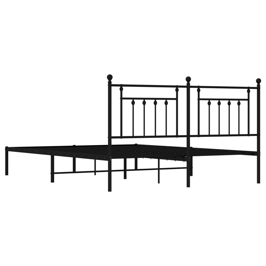 Metalni okvir za krevet s uzglavljem crni 160x200 cm