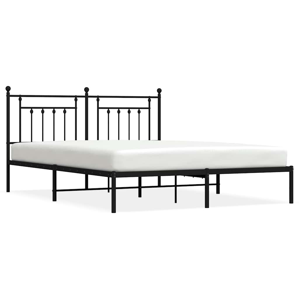 Metalni okvir za krevet s uzglavljem crni 183x213 cm