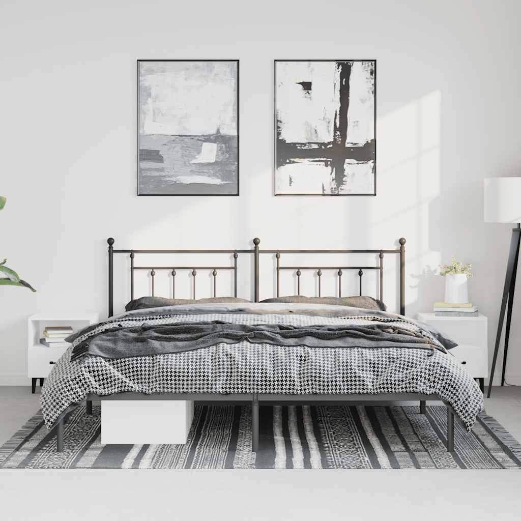 Metalni okvir za krevet s uzglavljem crni 193x203 cm