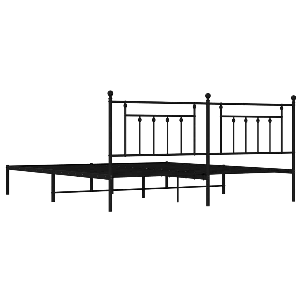 Metalni okvir za krevet s uzglavljem crni 200x200 cm