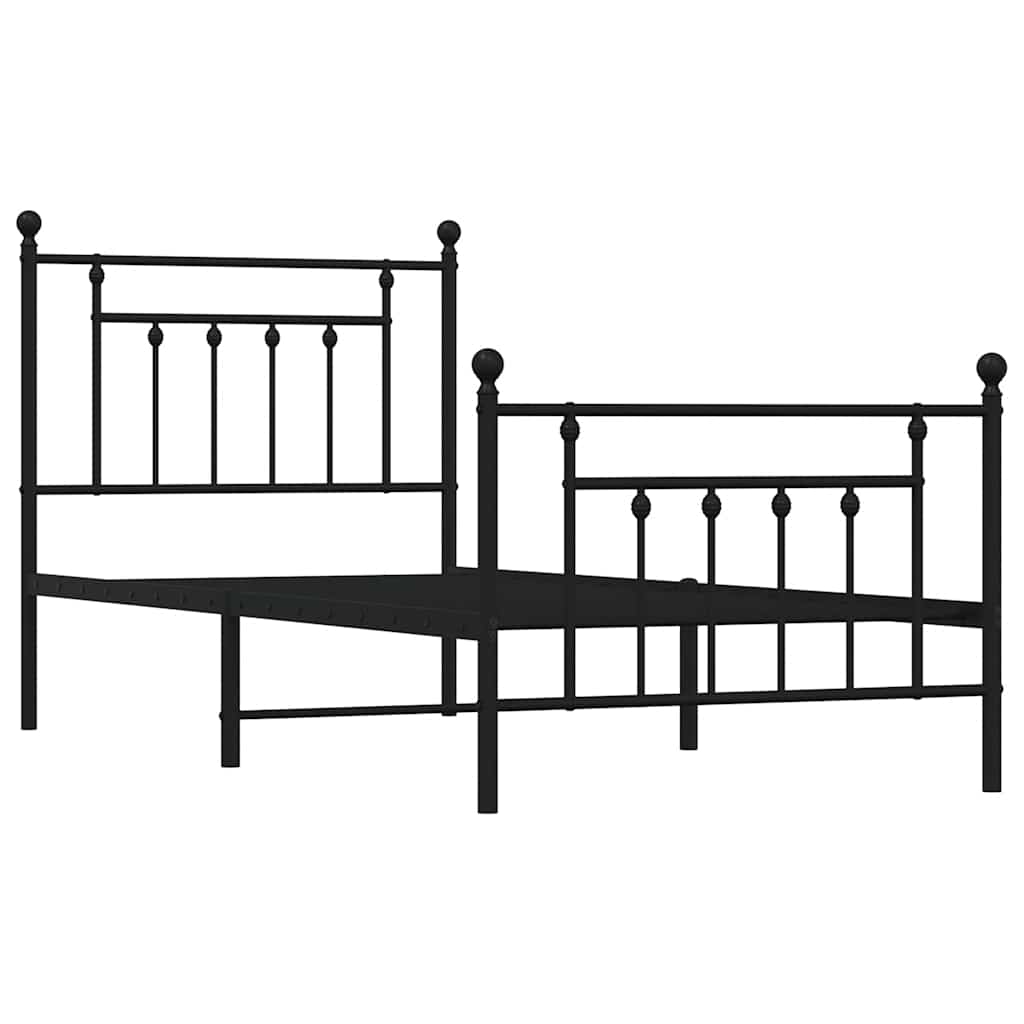 Metalni okvir kreveta uzglavlje i podnožje crni 90 x 200 cm