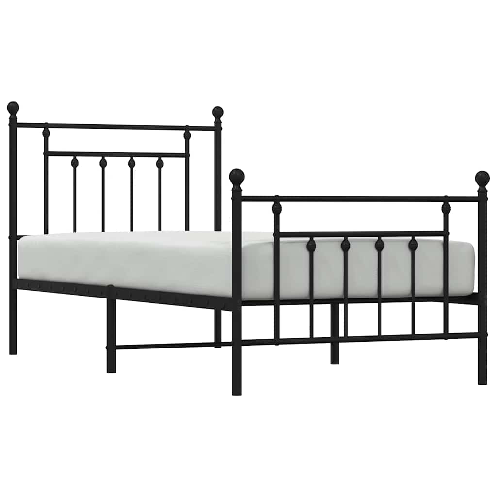 Metalni okvir kreveta uzglavlje i podnožje crni 90 x 200 cm