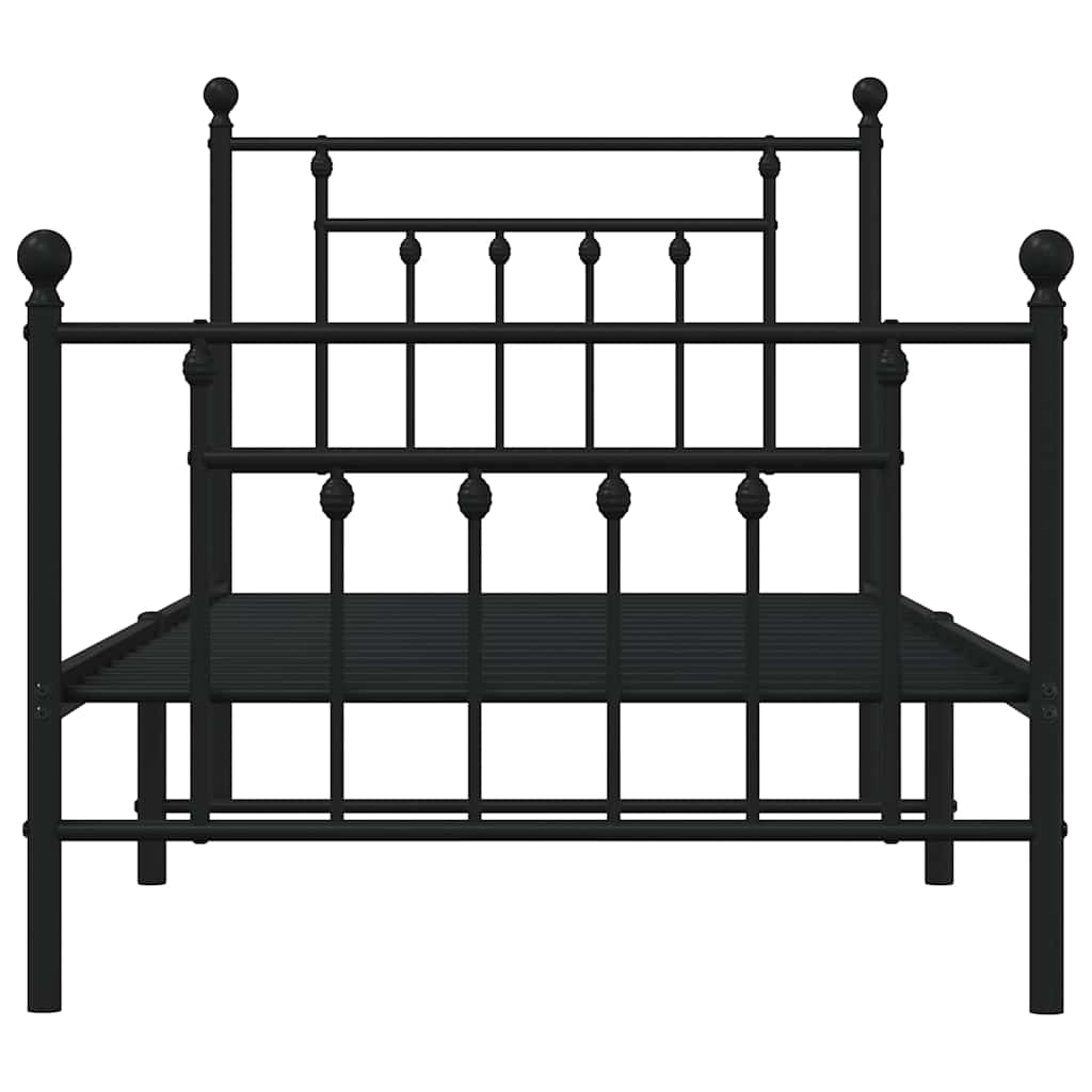 Metalni okvir kreveta uzglavlje i podnožje crni 90 x 200 cm