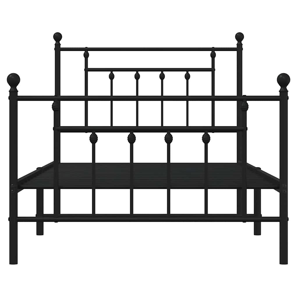 Metalni okvir kreveta uzglavlje i podnožje crni 100x190 cm