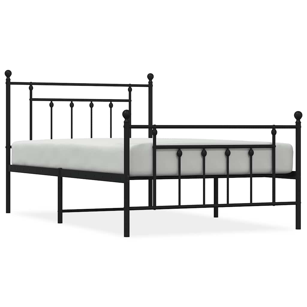 Metalni okvir kreveta uzglavlje i podnožje crni 100x200 cm