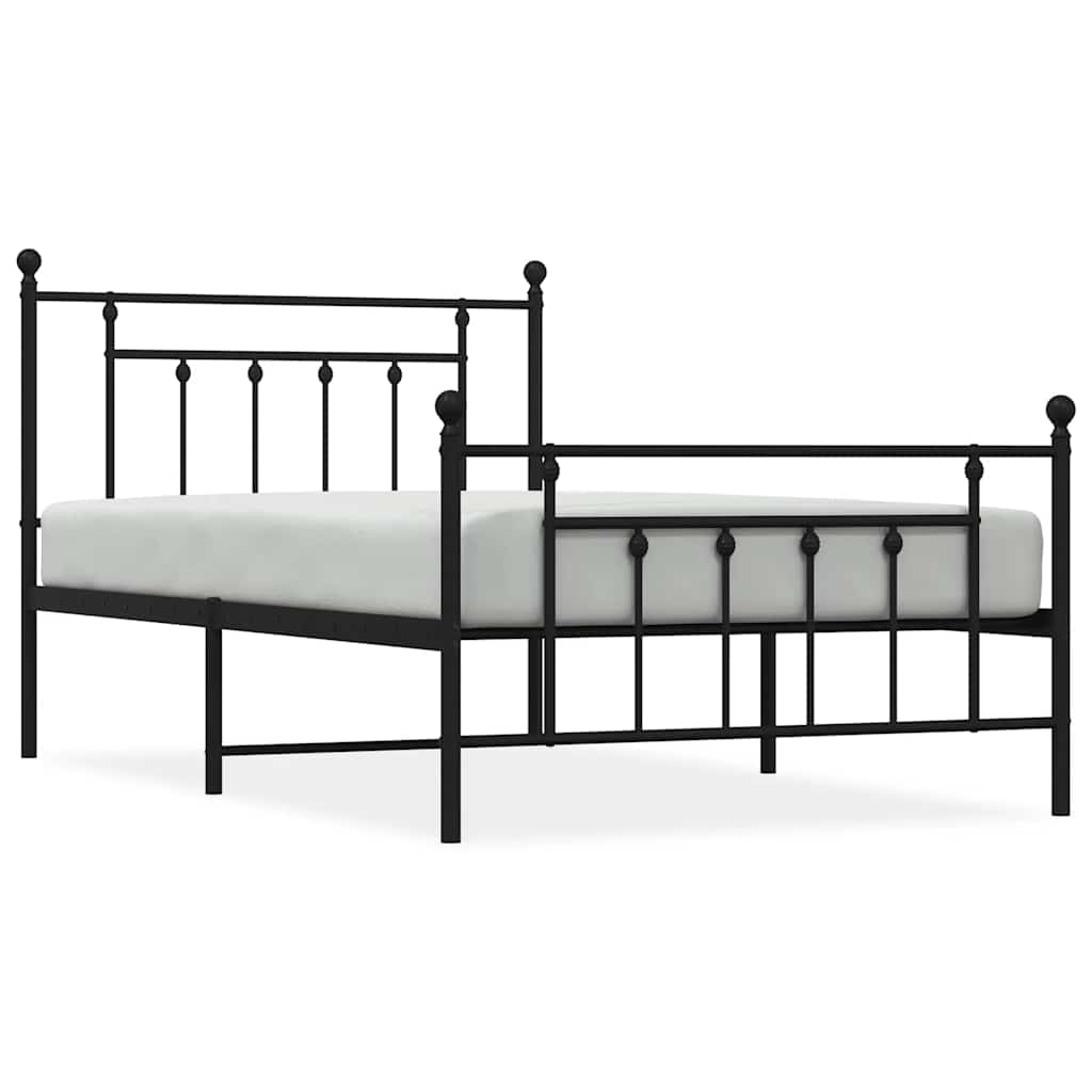 Metalni okvir kreveta uzglavlje i podnožje crni 100x200 cm