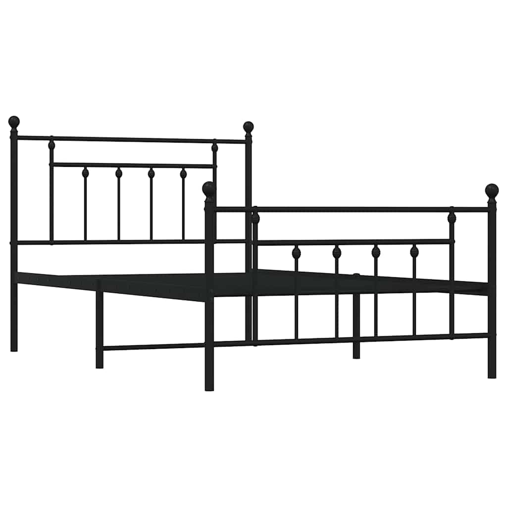 Metalni okvir kreveta uzglavlje i podnožje crni 100x200 cm