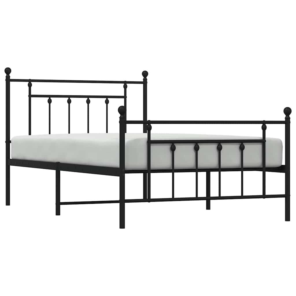 Metalni okvir kreveta uzglavlje i podnožje crni 100x200 cm