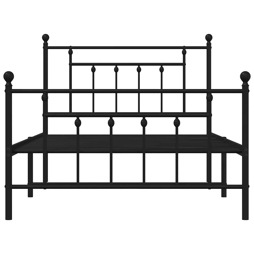 Metalni okvir kreveta uzglavlje i podnožje crni 100x200 cm