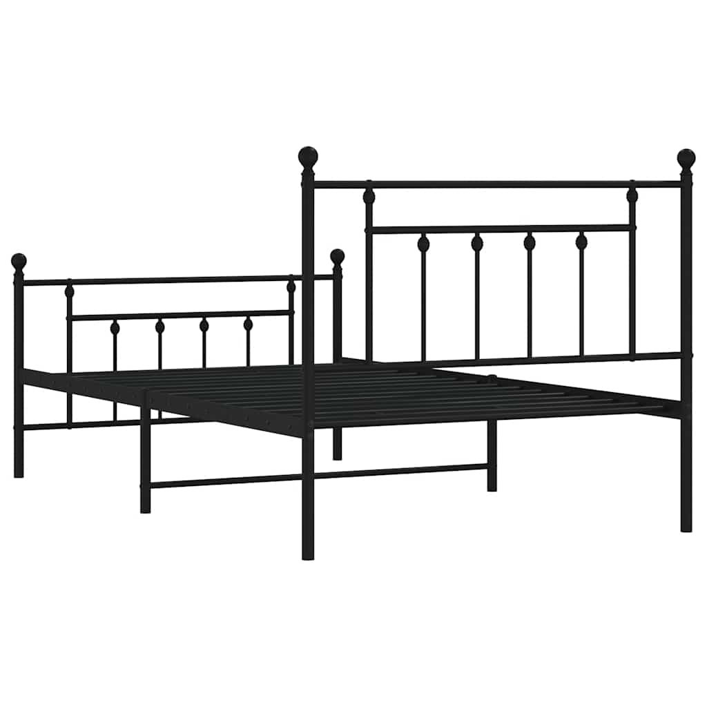 Metalni okvir kreveta uzglavlje i podnožje crni 100x200 cm
