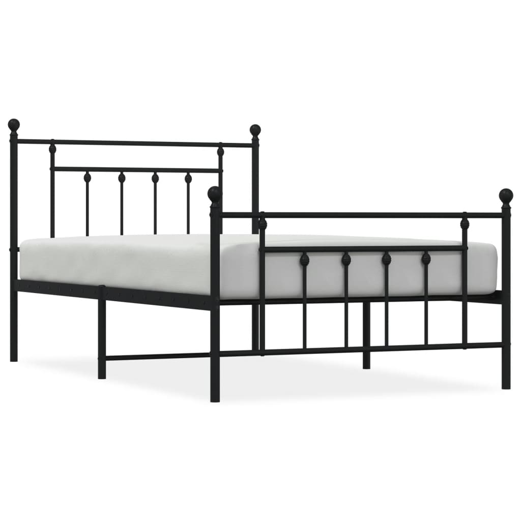 Metalni okvir kreveta uzglavlje i podnožje crni 107x203 cm