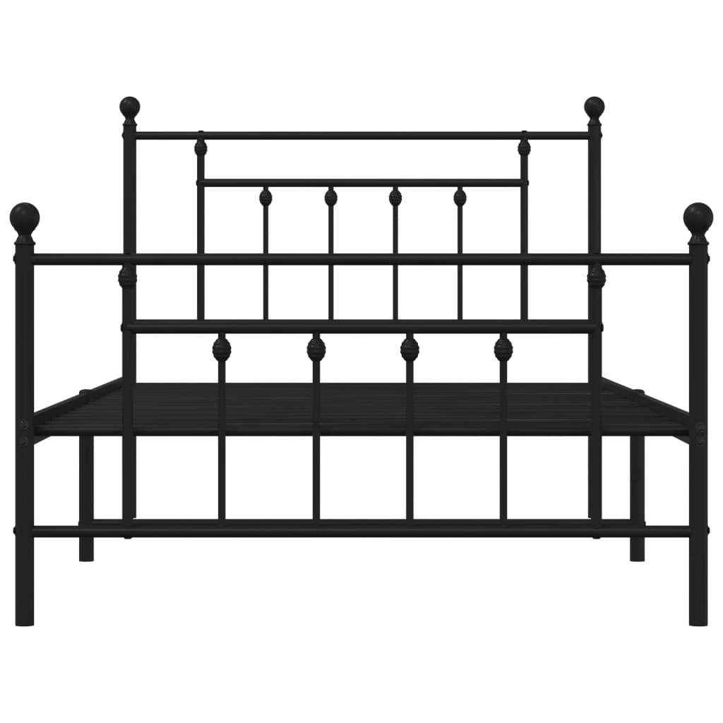 Metalni okvir kreveta uzglavlje i podnožje crni 107x203 cm