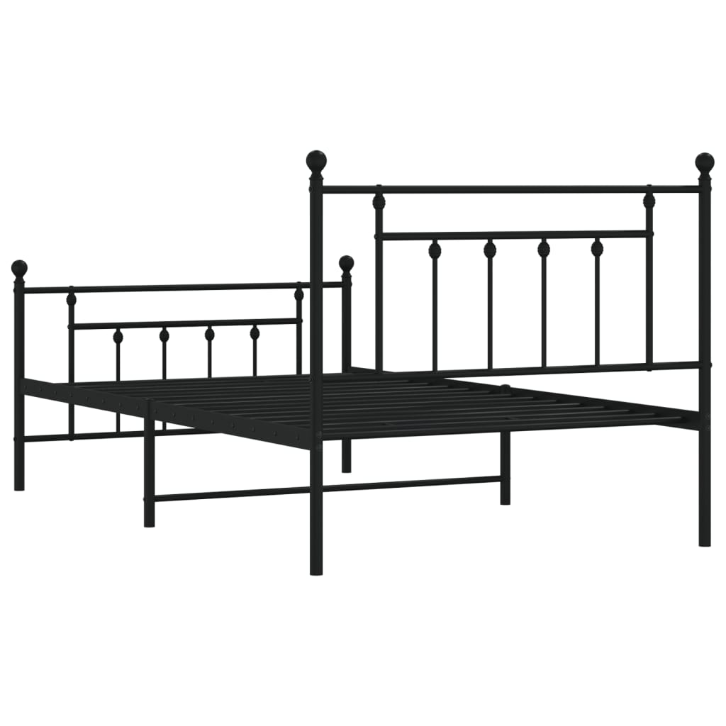 Metalni okvir kreveta uzglavlje i podnožje crni 107x203 cm