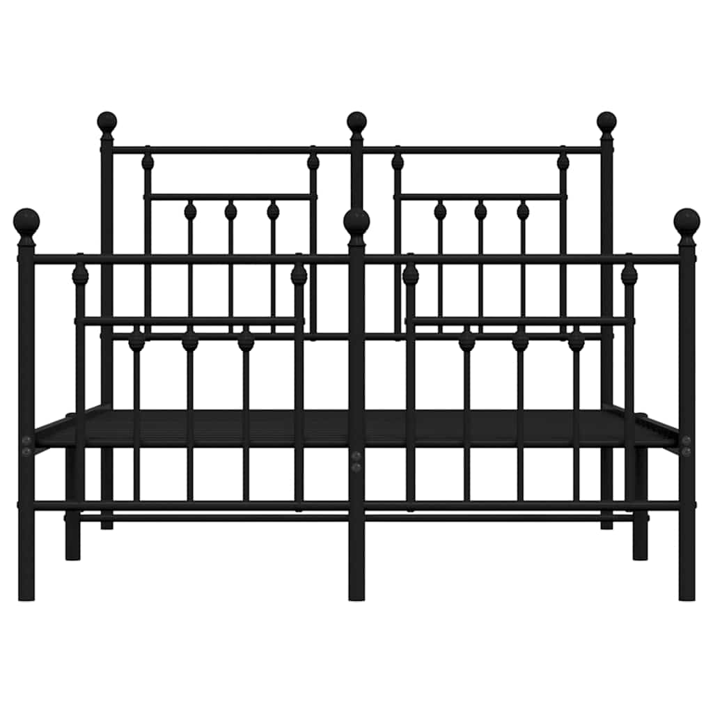 Metalni okvir kreveta uzglavlje i podnožje crni 120x190 cm