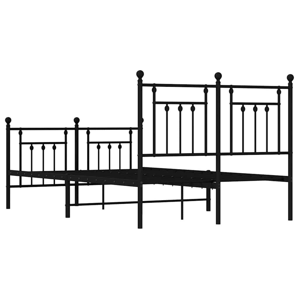 Metalni okvir kreveta uzglavlje i podnožje crni 120x200 cm