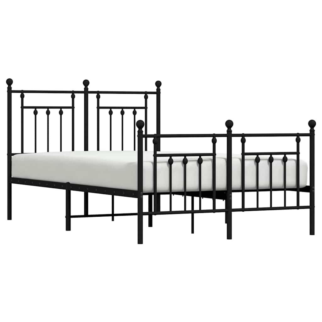 Metalni okvir kreveta uzglavlje i podnožje crni 135x190 cm
