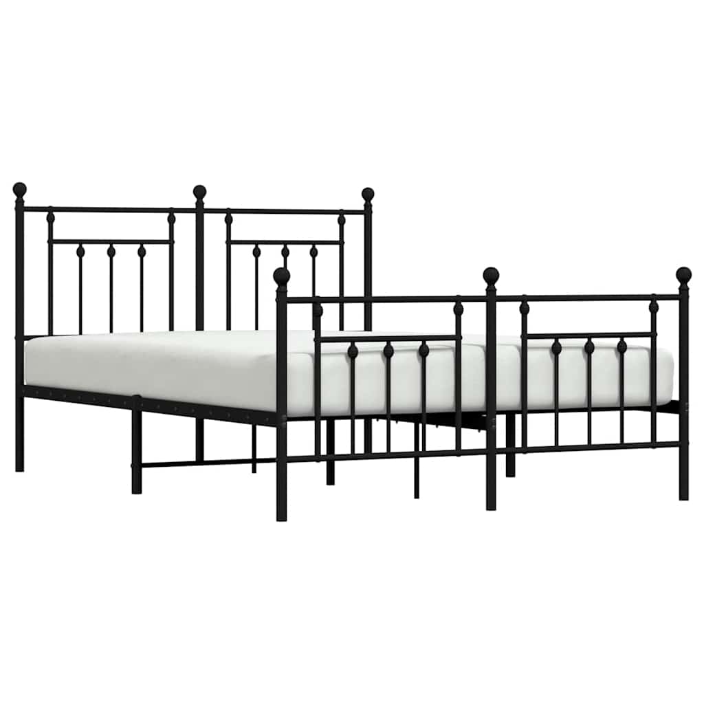 Metalni okvir kreveta uzglavlje i podnožje crni 140x190 cm