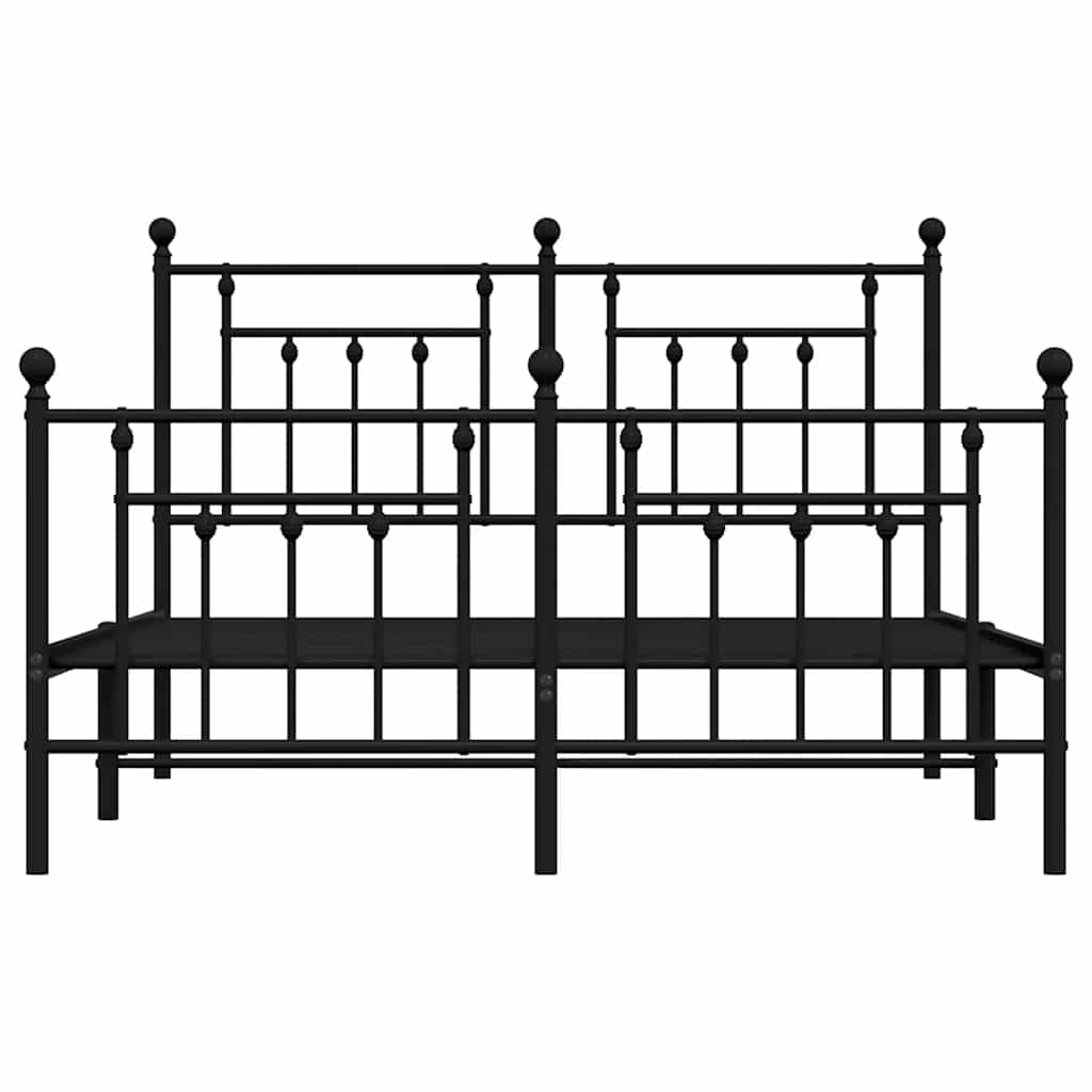 Metalni okvir kreveta uzglavlje i podnožje crni 140x190 cm