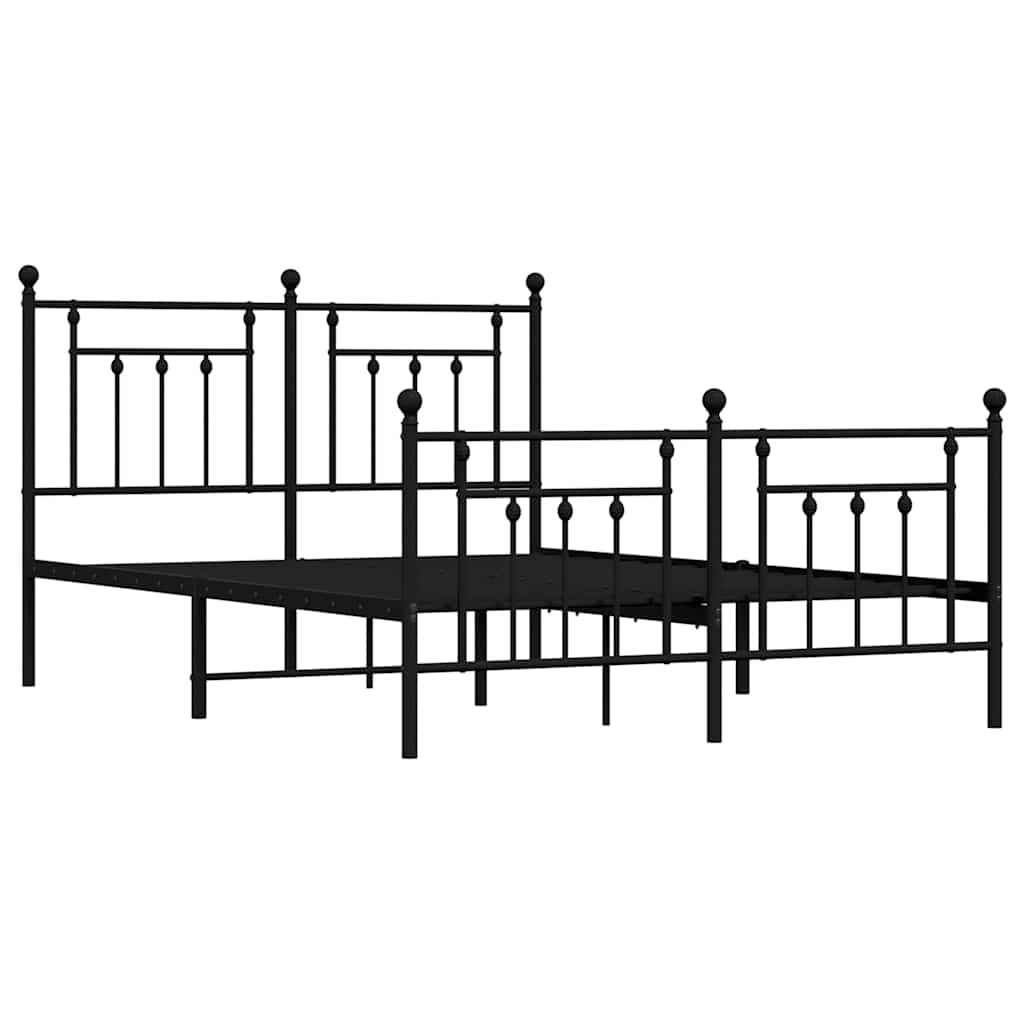 Metalni okvir kreveta uzglavlje i podnožje crni 150x200 cm