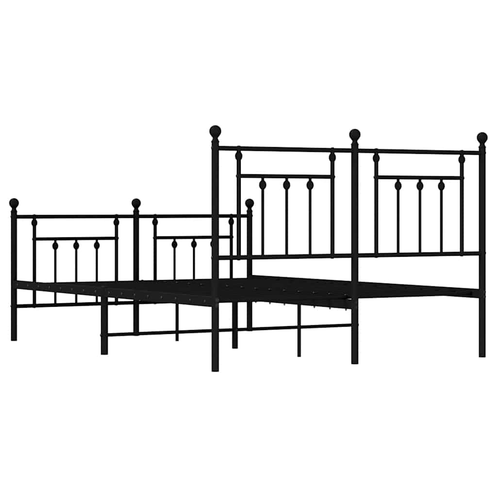 Metalni okvir kreveta uzglavlje i podnožje crni 150x200 cm
