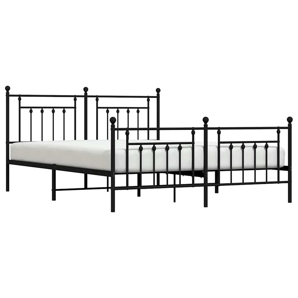 Metalni okvir kreveta uzglavlje i podnožje crni 160x200 cm