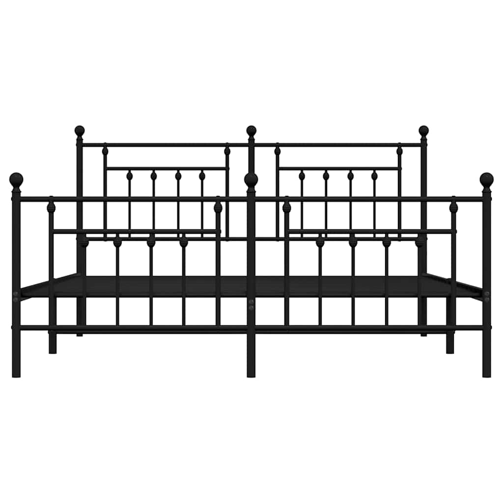 Metalni okvir kreveta uzglavlje i podnožje crni 160x200 cm