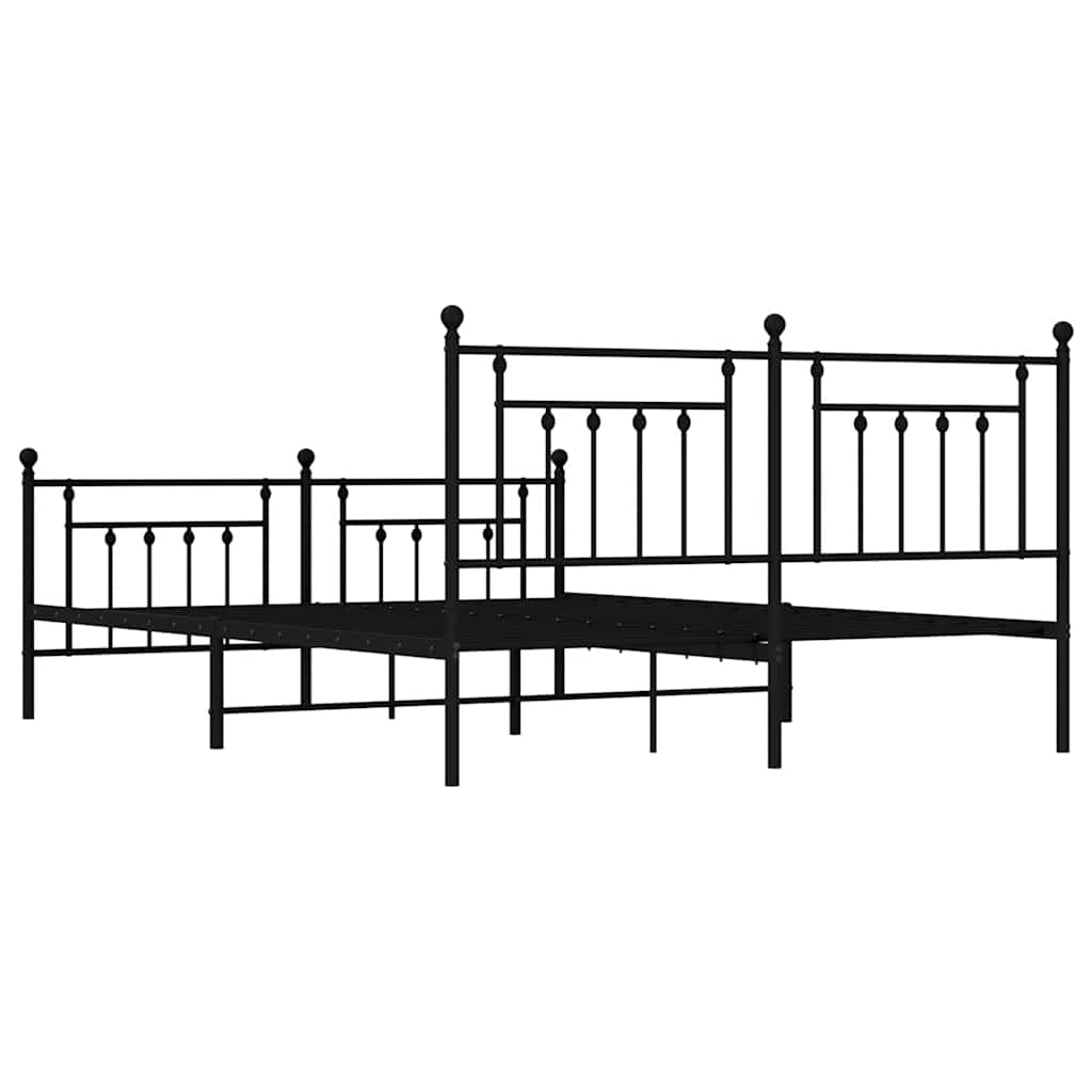 Metalni okvir kreveta uzglavlje i podnožje crni 160x200 cm