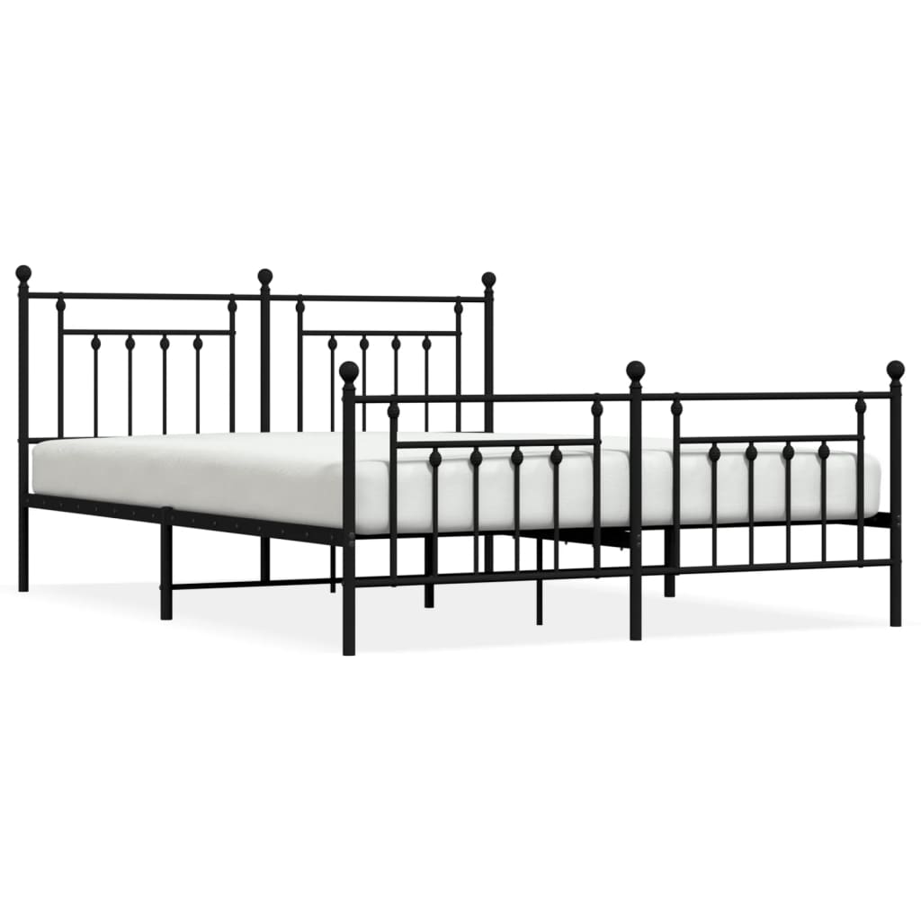Metalni okvir krevet bez madraca s podnožjem crni 180x200 cm