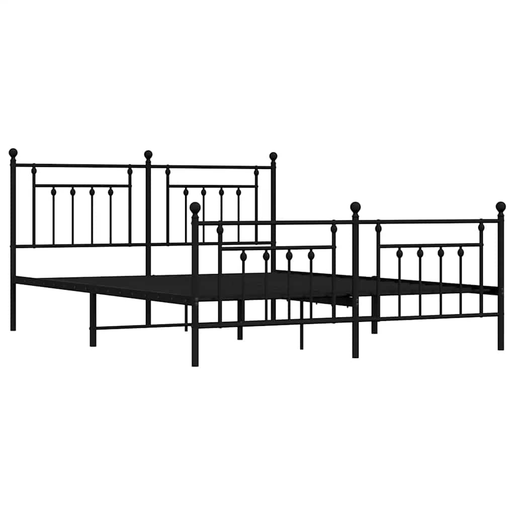 Metalni okvir kreveta uzglavlje i podnožje crni 183x213 cm