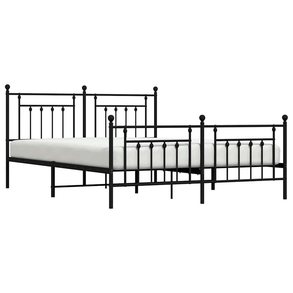 Metalni okvir kreveta uzglavlje i podnožje crni 183x213 cm