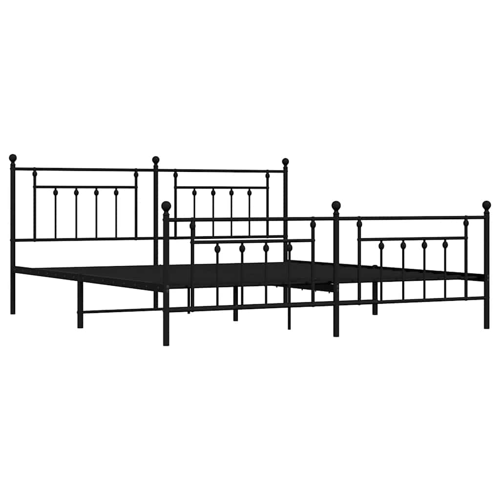 Metalni okvir kreveta uzglavlje i podnožje crni 193x203 cm