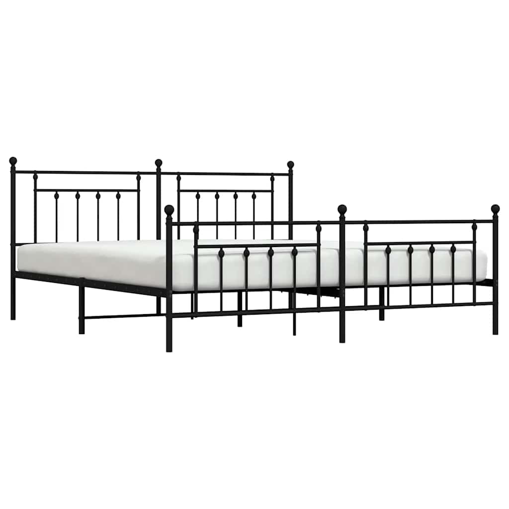 Metalni okvir kreveta uzglavlje i podnožje crni 193x203 cm
