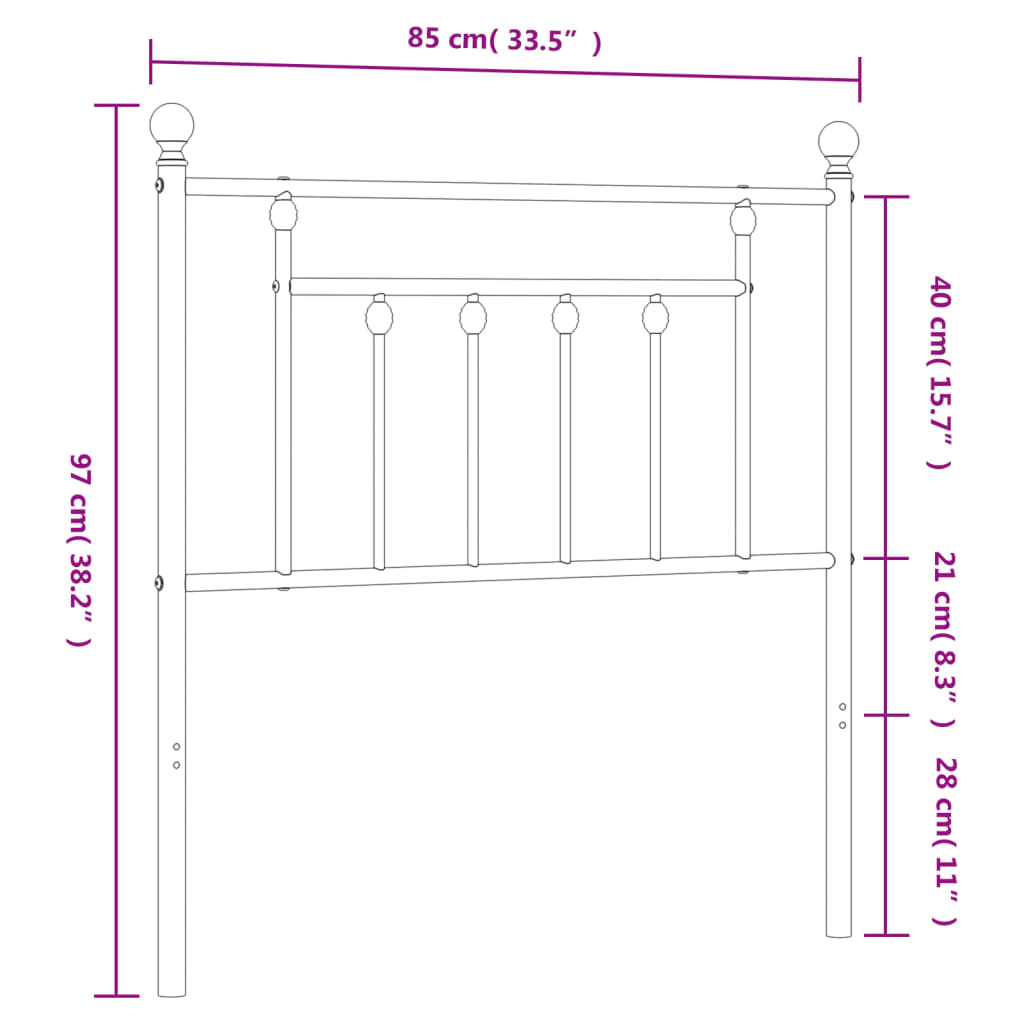 Metalno zamjensko uzglavlje crno 80 cm